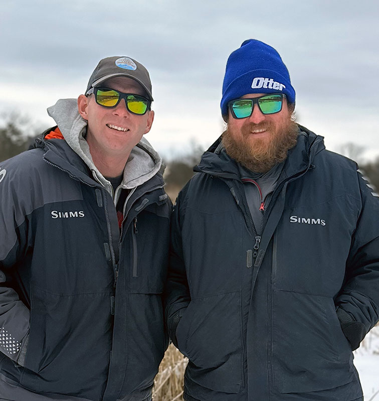 Minnesota Ice Fishing Guides Jeff Johnson (l) and Lyle Unger (r) provide guided ice fishing trips for groups of 2 to 20.